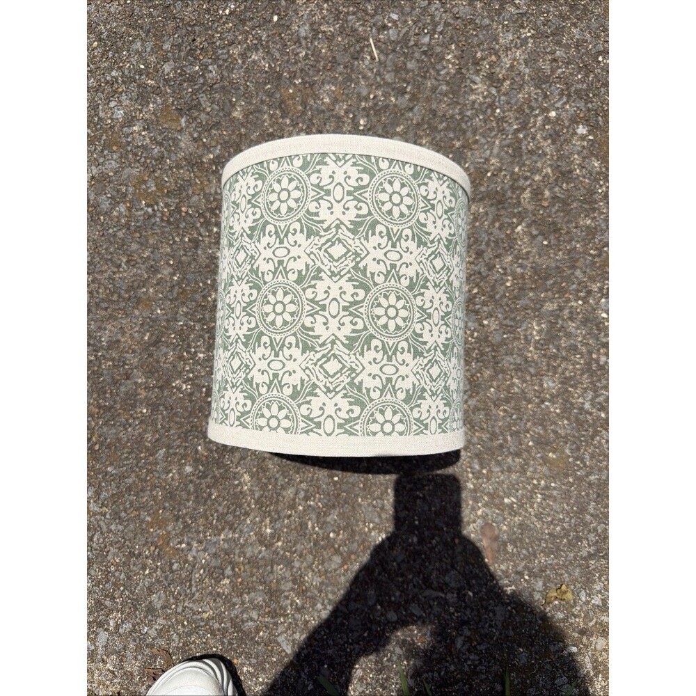 Blue And White Screw On Lampshade 11” High Teal Pattern